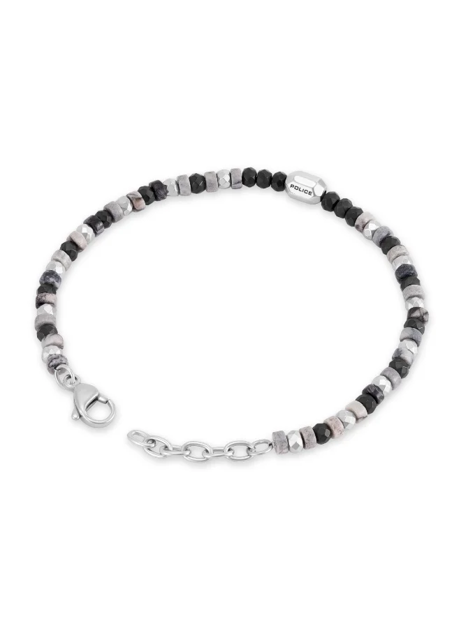 بوليس Stonely Stainless Steel Hematite & Map Beads Bracelet for Men